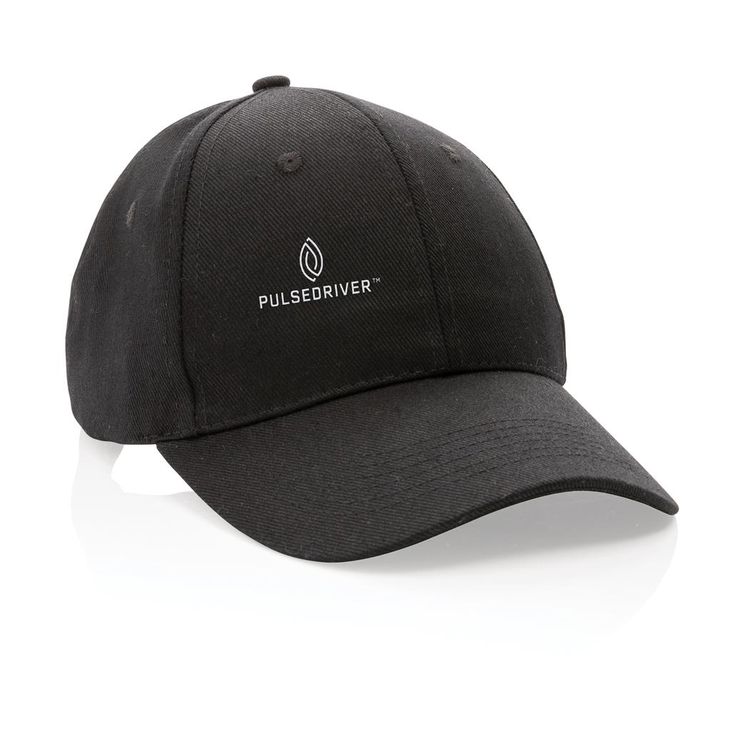 6 Panel 280gr Recycled Cotton Cap - Black - EritVille Gift Company